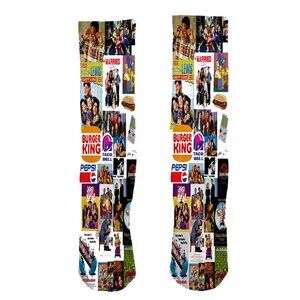 1990s Era Sublimated front and back Adult Crew Socks